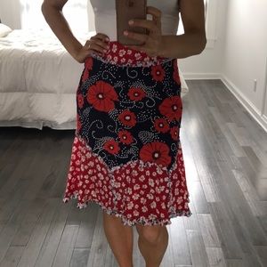 Floral Red, White & Blue Skirt Perfect for Summer!